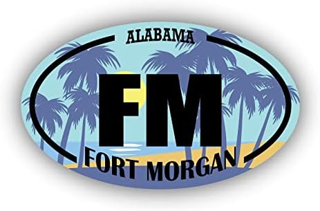 FM פורט מורגן אלבמה | מדבקות ציון דרך בחוף | אוקיינוס, ים, אגם, חול, גלישה, לוח ההנעה | מושלם למכוניות,